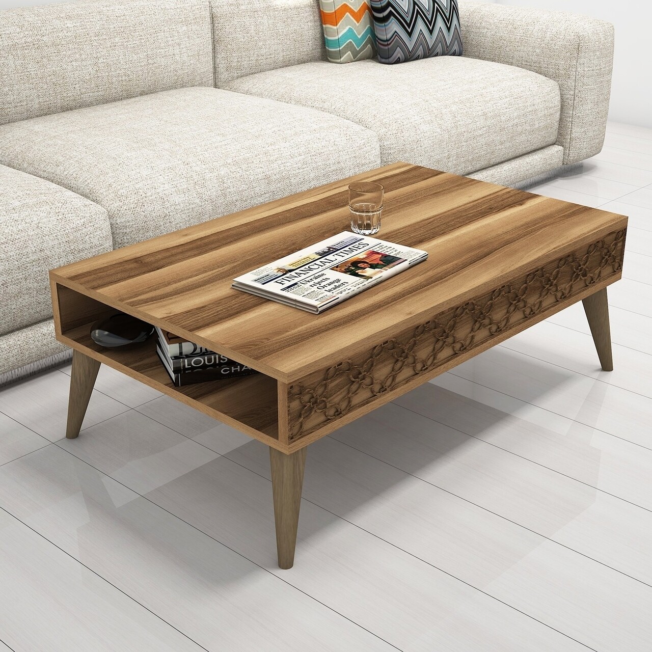 Masuta de cafea City Walnut, Hommy Craft, 105x60x37 cm, aluna - imagine 5